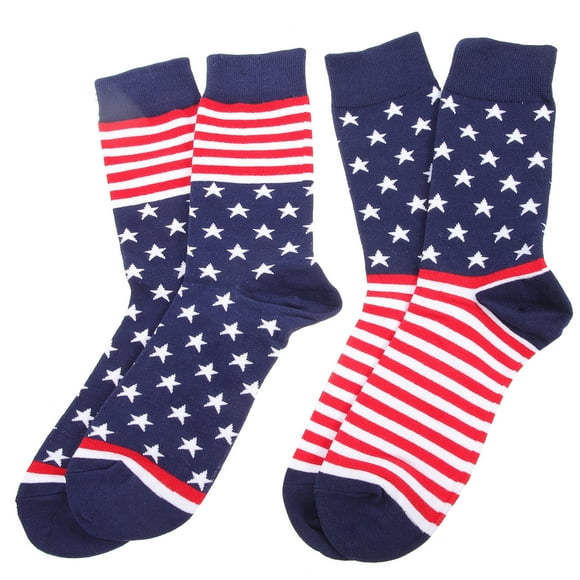 BRIGHTFUFU 2 pares de calcetines de algodón con bandera americana, medias divertidas, calcetines de tubo para hombres y mujeres