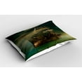 thumbnail image 2 of Ambesonne Ocean Pillow Sham 2 Pack, Old Ship on Calm Waters, 36"x20", Green Brown Dark Blue, 2 of 3