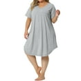 thumbnail image 2 of Unique Bargains Women's Plus Size V Neck Lace Trim Hem Loose Nightgown Sleepwear Pajamas 4X Light Gray, 2 of 6