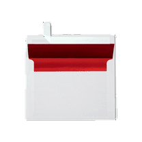 LUXPaper A8 Foil Lined Peel & Press Invitation Envelopes, 5 1/2 x 8 1/8, White w/Red LUX Lining, 50 Pack