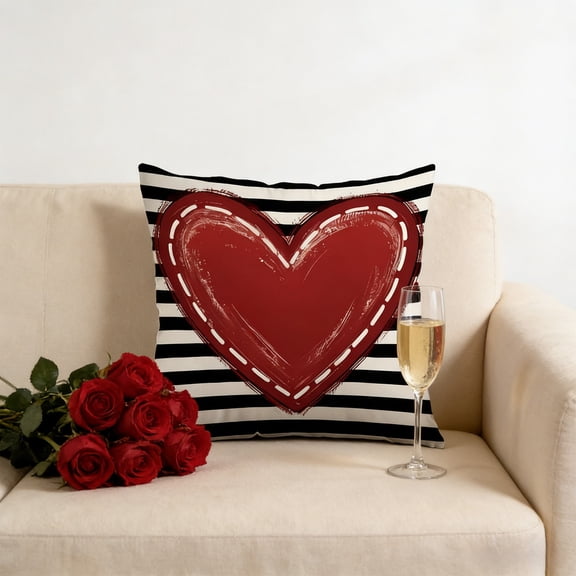 Tuvgenk Valentines Day Pillow Cover 18x18 Inch Red Printed Decorative Throw Pillow Covers for Couch Sofa Bedroom Home Decor