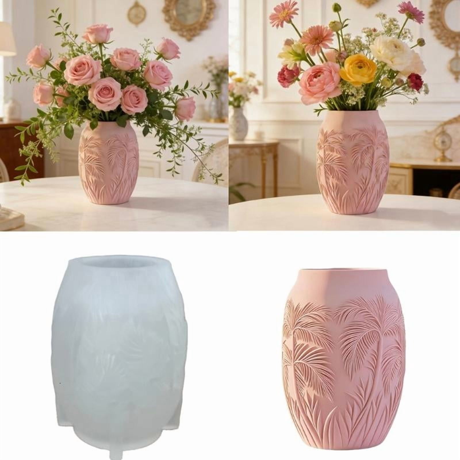 CEORPER Handmade Resin Casting Mold For Embossed Palms Leaf Design Flower Pot