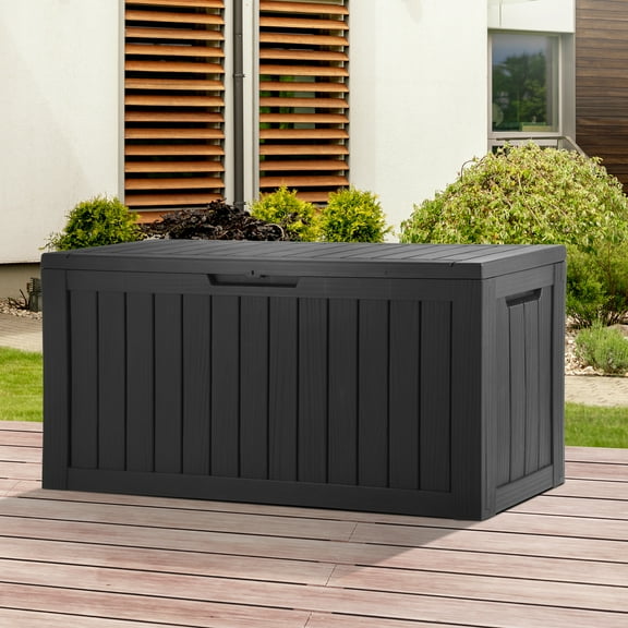 Dextrus Outdoor 80 Gallon Waterproof Resin Deck Box, Black