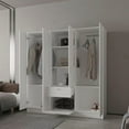 thumbnail image 4 of FM FURNITURE Olin Garde-Robe à 4 Portes avec Tablettes et Tiroir Bois d'Ingénierie Blanc, 4 of 6