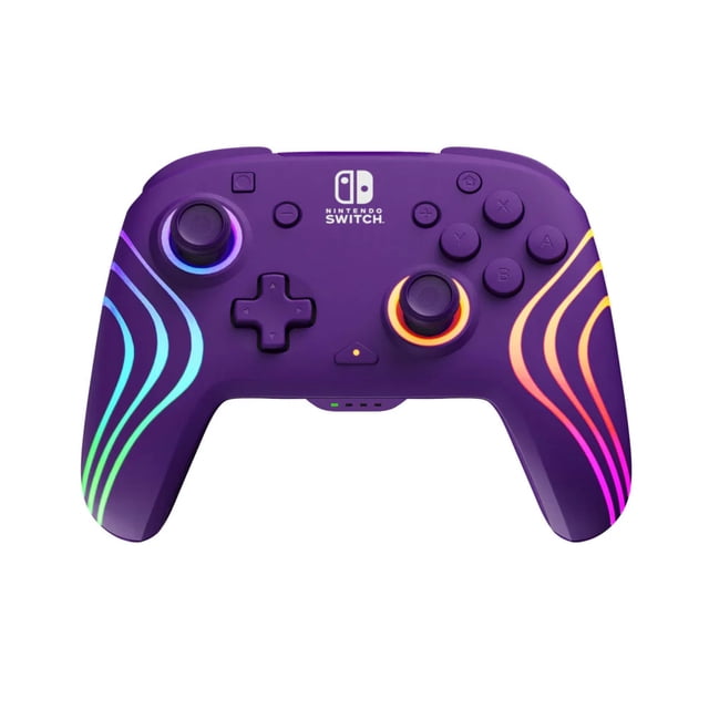 Open Box - PDP Afterglow Wave Wireless RGB Gaming Controller for Nintendo Switch / Switch Lite / OLED Model / Switch 2 – Rechargeable, LED Lighting, Purple