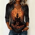 thumbnail image 2 of Trgacdwlo Retro Ghost Halloween Pumpkin Women's Fall Halloween Shirt V Neck Women's 3/4 Sleeve Tops Funny Pumpkin Ghost Fall Pullover Tops, 2 of 5