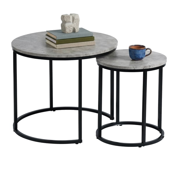 Set de 2 Mesas de Centro Gris HOMEMAKE FURNITURE Industrial Clásico
