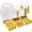 Gold 350PCS, variant on 350PCS Gold Plastic Plates, Disposable Dinnerware Sets for 50 Guest - 100 Disposable Plate, 150 Plastic Silverware, 50 Cups, 50 Napkins for Wedding & Party & Christmas (Gold 350PCS)