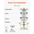 thumbnail image 4 of VEVOR Chafing Dish Buffet Set, 5 Qt 4 Pack, Stainless Steel Chafer with 4 Full Size Pans, Round Catering Warmer Server with Lid Water Pan Folding Stand Clip, for Weddings Parties Banquets, Gold, 4 of 10