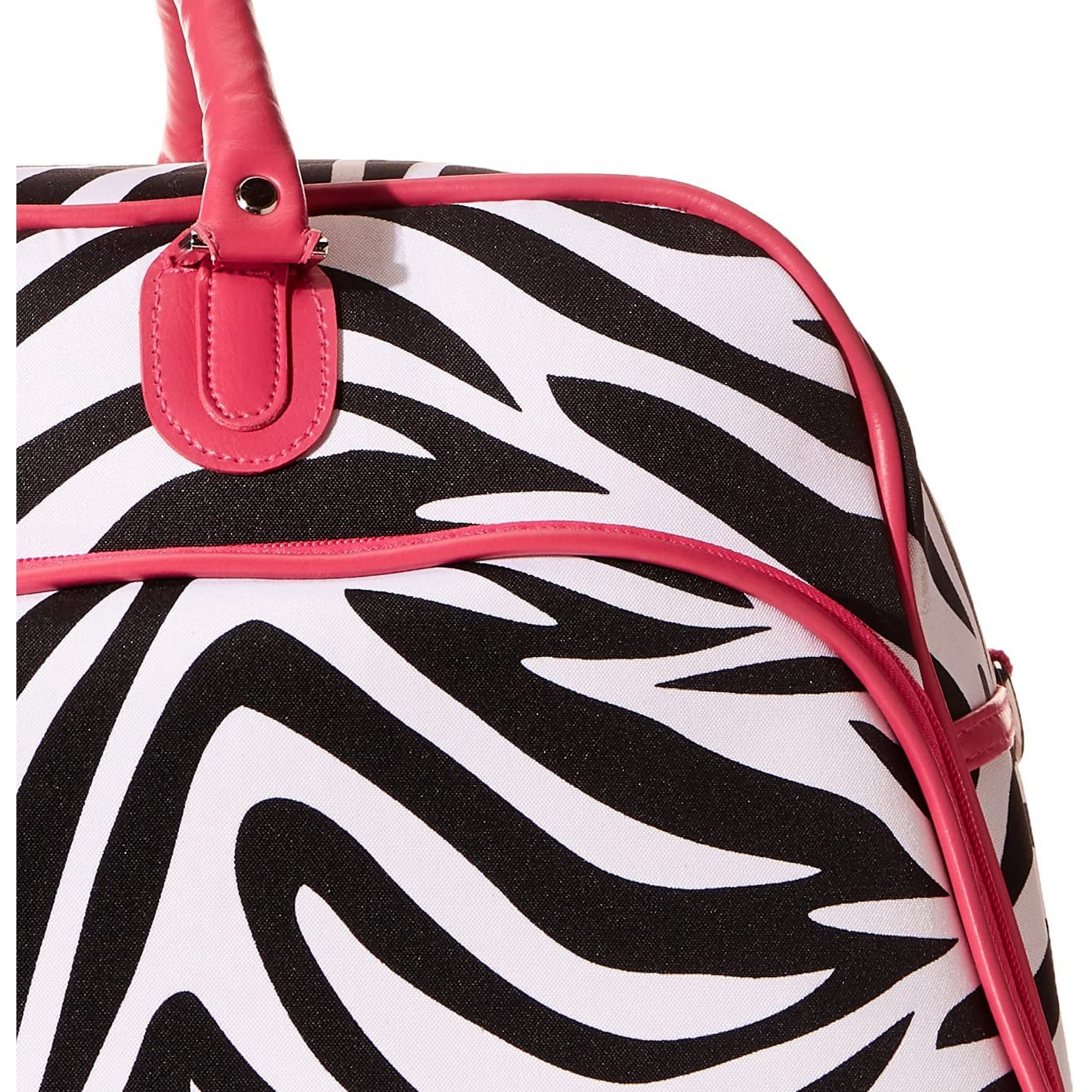 CalBags Animal Prints 21-Inch Carry-On Rolling Duffel Bag - Pink Trim Zebra