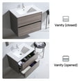thumbnail image 2 of Wonline 24 inch Wall Mount Bathroom Vanity with Drop-in Sink Floating Style Cabinet with Mirror Brown, 2 of 8