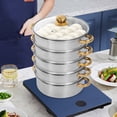 thumbnail image 4 of 5-Tier Stainless Steel Steamer Pot, 1.32Gal Large Capacity Cooking Pot with Clear Lid Anti-scald Handle, for Gas Induction Cooker Kitchen, 4 of 15