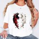 thumbnail image 1 of Women's Polyester Crew Neck T-Shirt, Casual Style, Regular Length, Knit Fabric, with Faith Two Color Wings Print, for All Seasons, Short-sleeved, Round Neck, Women's Clothing, 1 of 7