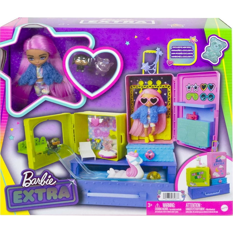 Barbie Extra Minis Playhouse Toy Set, Travel Party Dollhouse with