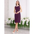 thumbnail image 3 of DARING DIVA Women's Boat Neck Sheath Sleeveless Work Rhinestone Dress L Purple, 3 of 5