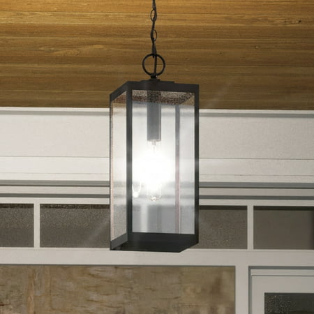 

Luxury Modern Farmhouse Outdoor Pendant 20.75 H x 7.00 W with Industrial Style Elements Minimalist Design Estate Bronze Finish and Clear Beveled Glass UQL1354