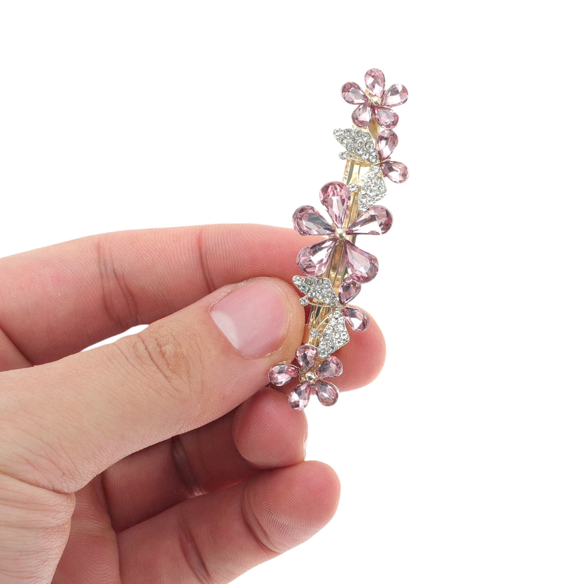 Unique Bargains Butterfly Flower French Barrette Hair Clips Purple for Women