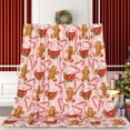 thumbnail image 2 of Christmas Fuzzy Blanket Gingerbread Man Candy Cane Throw Blanket Pink Cozy Flannel Blanket for Xmas Winter Home Bed Sofa Couch Chair, 50 x 60 Inch, 2 of 6