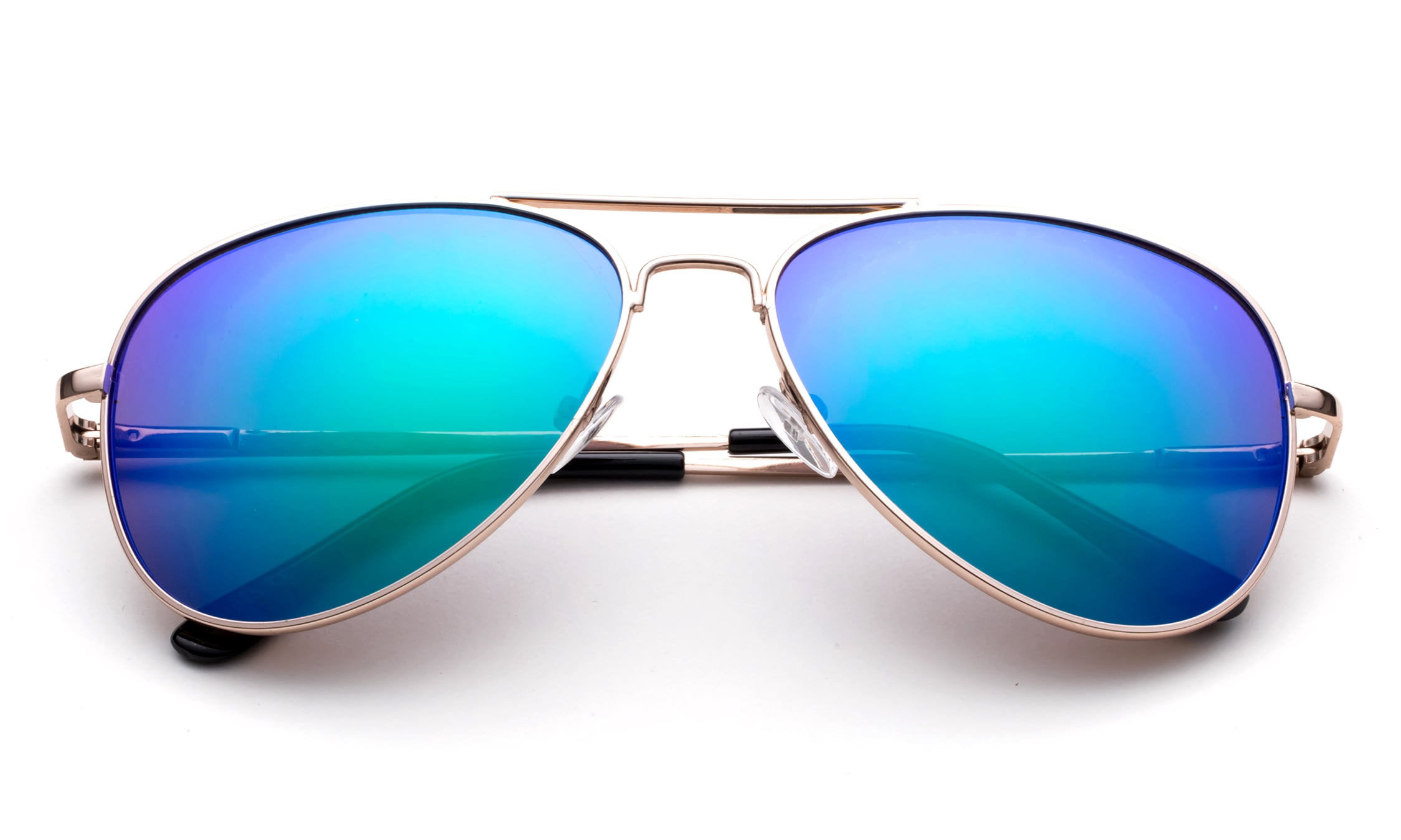 Newbee Fashion -Comfortble High Quality Durable Fashion Metal Aviator Sunglasses for Girls & Boys Polular Flash Mirror Lens UV Protection with Carrying Pouch (4-16 Years)