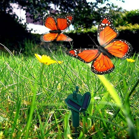 butterflies fluttering flying solar powered garden hqrp orange butterfly monarch plants uv meter flowers plus twin