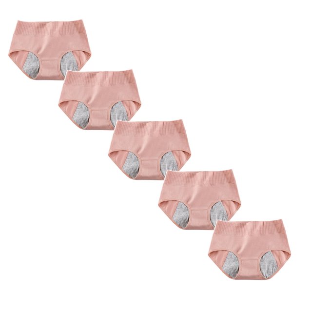GDREDA Lot de 5 Culottes Menstruelles pour Femmes, Étanches et Confortables, Protection à 4 Couches avec Doublure Qui Évacue l'Humidité / Culottes Menstruelles Réutilisables, Post-Partum et Protection contre les Fuites Urinaires Légères