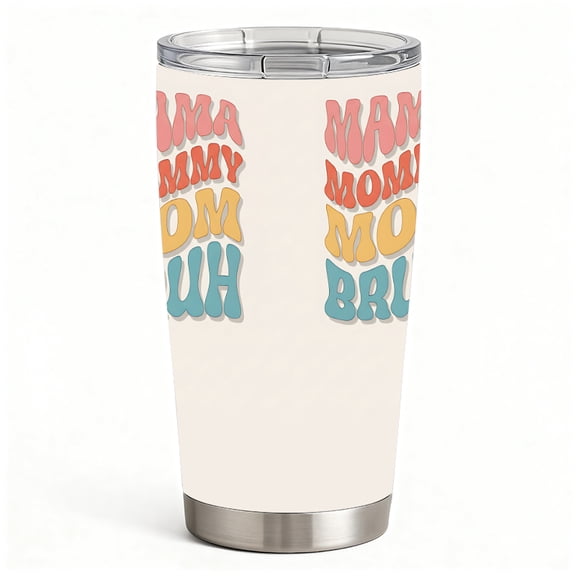 Stainless Steel Insulated Tumbler with Lid, Mama Mommy Mom Bruh Letter Print, Double Wall Travel Cup