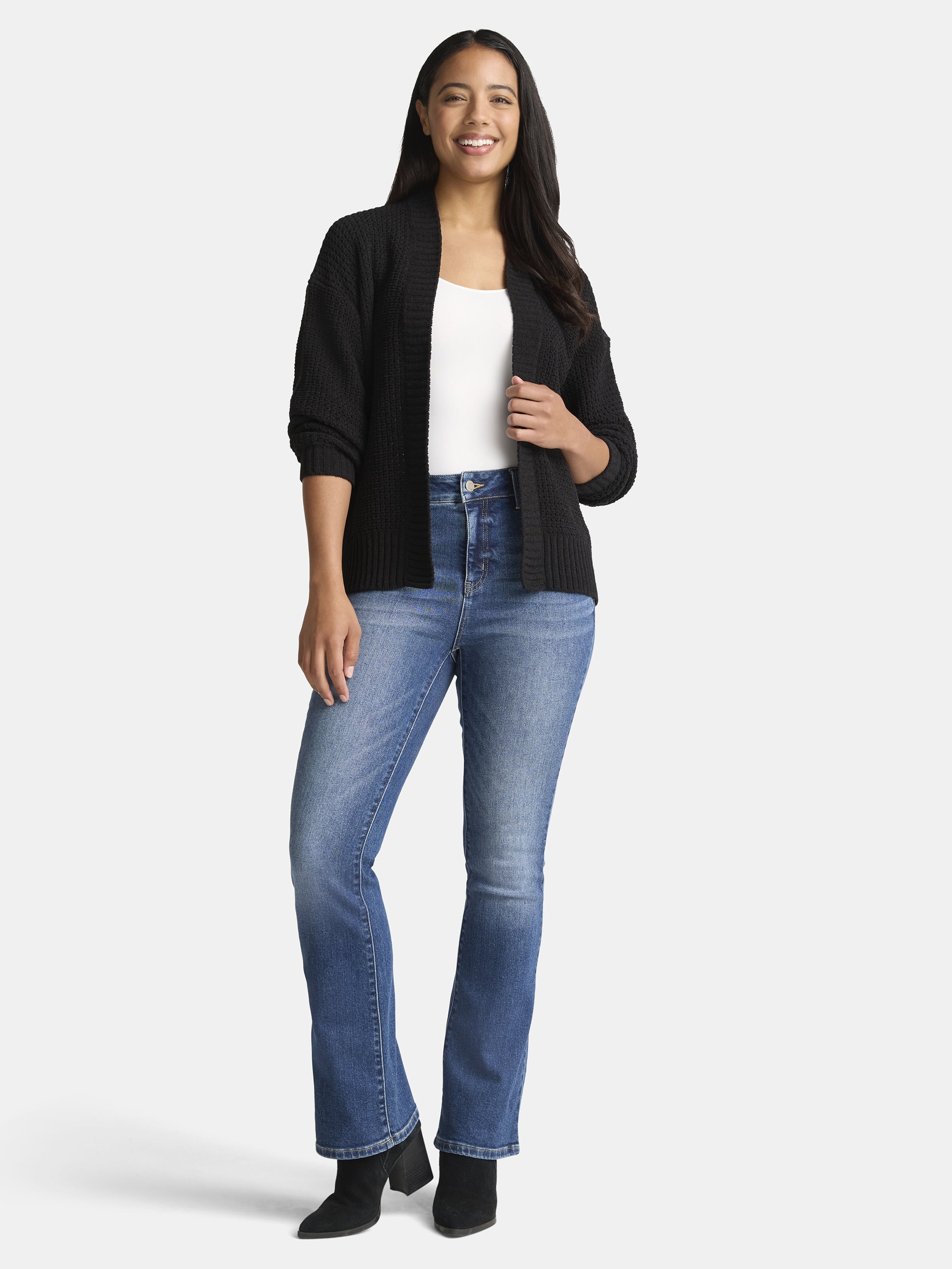 Time and Tru Women's High Rise Flare Jeans, 32" Inseam, Sizes 2-22