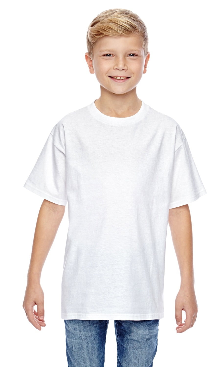 The Hanes Youth 45 oz, 100% Ringspun Cotton nano-T T-Shirt - WHITE - M ...
