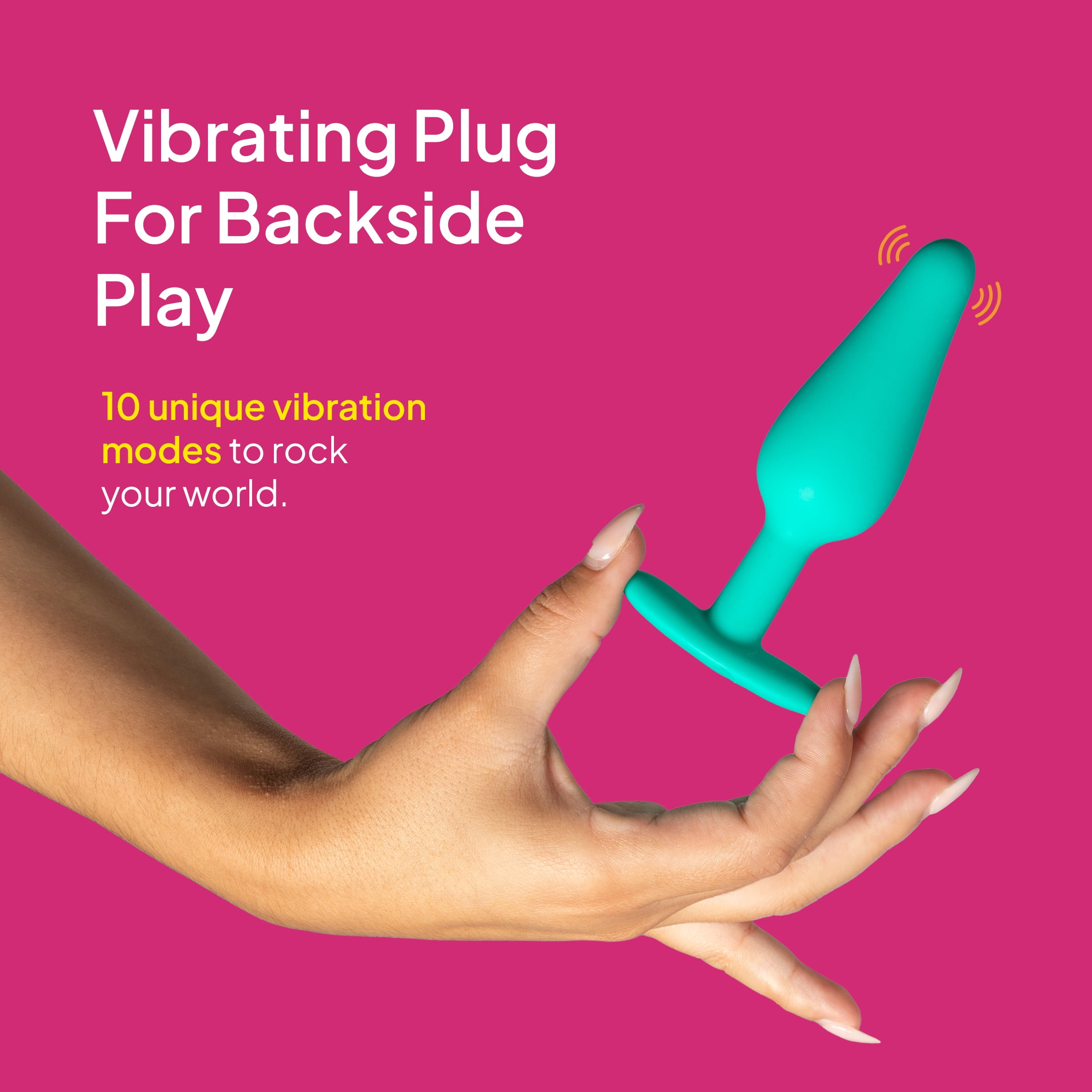 Hello Cake Buzzy Plug Vibrator for Men and Women, Waterproof & Rechargeable Backside Play Toy with 10 Modes, Teal