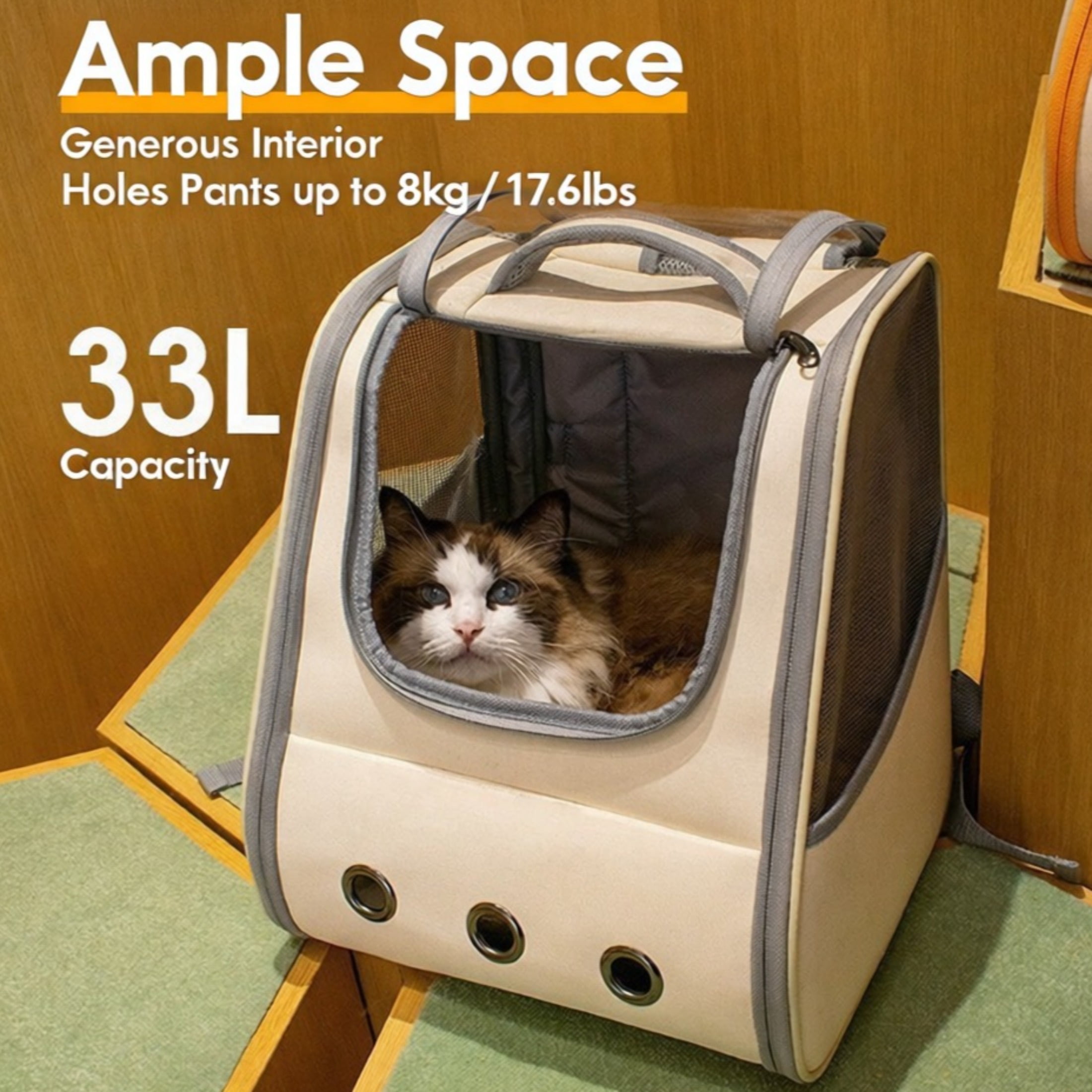 Pet Carrier Backpack for Cats & Dogs, Airline Approved, Ventilated & Collapsible, Up to 17.6 lbs, Designed for Travel, Hiking & Outdoor Use