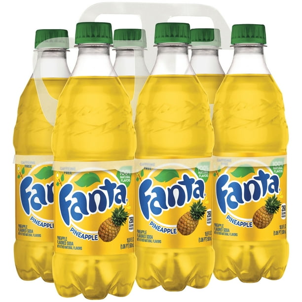 Fanta Pineapple Soda Fruit Flavored Soft Drink, 16.9 fl oz, 6 Pack