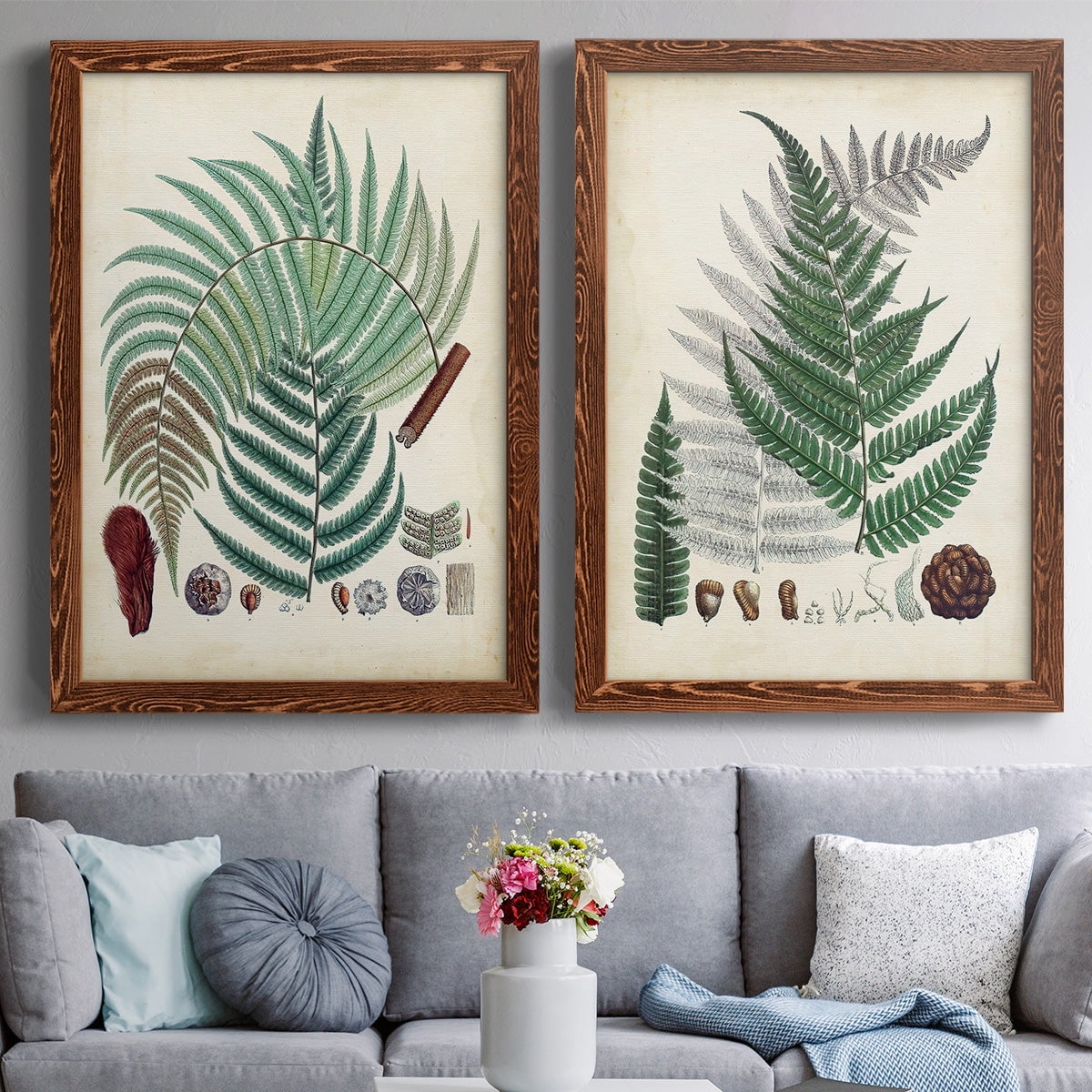 Collected Ferns I - Premium Framed Canvas 2 Piece Set - Ready to Hang