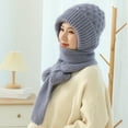 thumbnail image 2 of harmtty Ladies Winter Hat Women Warm Hat Women's Winter Hat Knitted Thick Solid Color Double layered Windproof Warm Soft Ear Elastic Anti slip Light Blue, 2 of 8