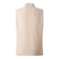 thumbnail image 3 of Men's Sleeveless Button Up Tank Tops Mandarin Collar Textured Fabric Casual Summer Beach Shirts,Khaki,XXL, 3 of 4