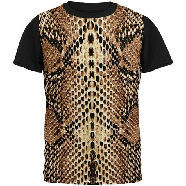 Halloween Rattlesnake Snake Snakeskin Costume All Over Mens Black Back T Shirt