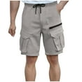 thumbnail image 2 of Nuoqisi Men Solid Color Casual Exercise Fashion Cargo Pants Drawstring Elastic Waist Straight Leg Pockets Breathable Pants, 2 of 3