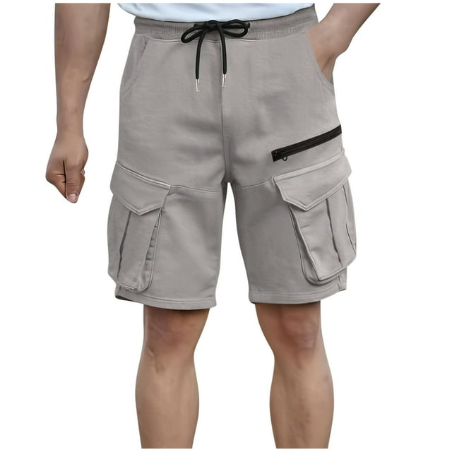 Shorts Décontractés pour Hommes Taille Élastique Shorts Cargo pour Hommes Taille Élastique Course Randonnée Bermuda Longueur Genou Vêtements d'Été Décontractés avec Multiples Poches