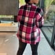 thumbnail image 4 of Chaquetas y abrigos casuales sin capucha de manga larga para mujer, camisa holgada de manga larga con botones y bolsillo a cuadros, abrigo de manga larga para mujer, 4 of 7