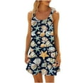 thumbnail image 2 of Ovzne Robes d'Été pour Femmes Robe pour Femme Robe à Col Rond Sans Manches Dégradé Teinture sur Nœuds Robe de Plage Robe d'Été Liquidation, 2 of 6