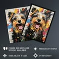 thumbnail image 2 of Colourful Yorkshire Terrier Artwork Oil Painting Yellow Blue Pink Pet Portrait Artwork Framed Wall Art Print A4, 2 of 5