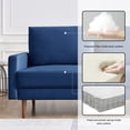 thumbnail image 5 of HomeStock Retro Renaissance 57 " Wide Upholstered Two Cushion Loveseat with Square Arms in Blue Velvet, 5 of 9