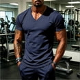 thumbnail image 2 of Ulitacool Men T Shirt Summer Athletic Stretch Breathable Fitness Short Sleeve Tee With Functional Design Handsomer Clothes Navy, 2 of 7