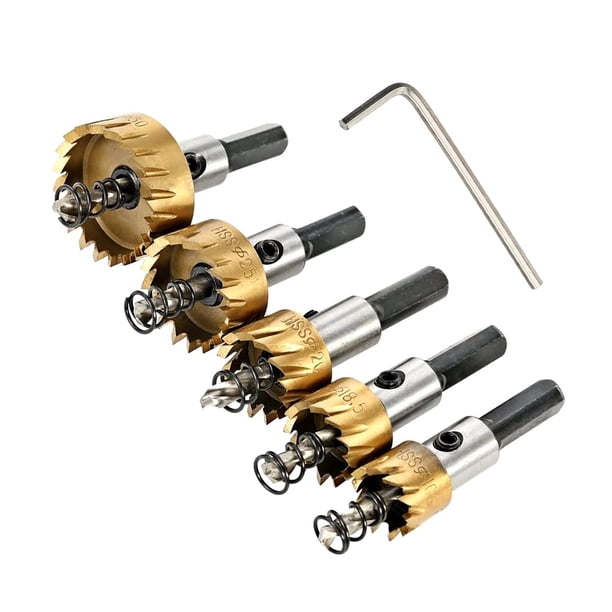 Juego de brocas para abridor de sierra, acero de alta velocidad para carpintería, 15 °, 16mm/18,5mm/20mm/25mm/30mm, perforación manual para placa de Metal, chapado en madera, agujero 5x Sweethay TO000829-01B