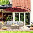 thumbnail image 1 of Costway 10FT Patio Offset Hanging Umbrella Easy Tilt Adjustment 8 Ribs Backyard Burgundy, 1 of 10