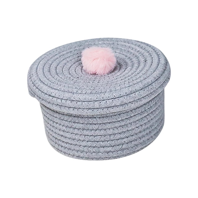 Abbracc Hand Woven Rope Basket Nursery Organizers for Tabletop Bedroom Living Room Gray