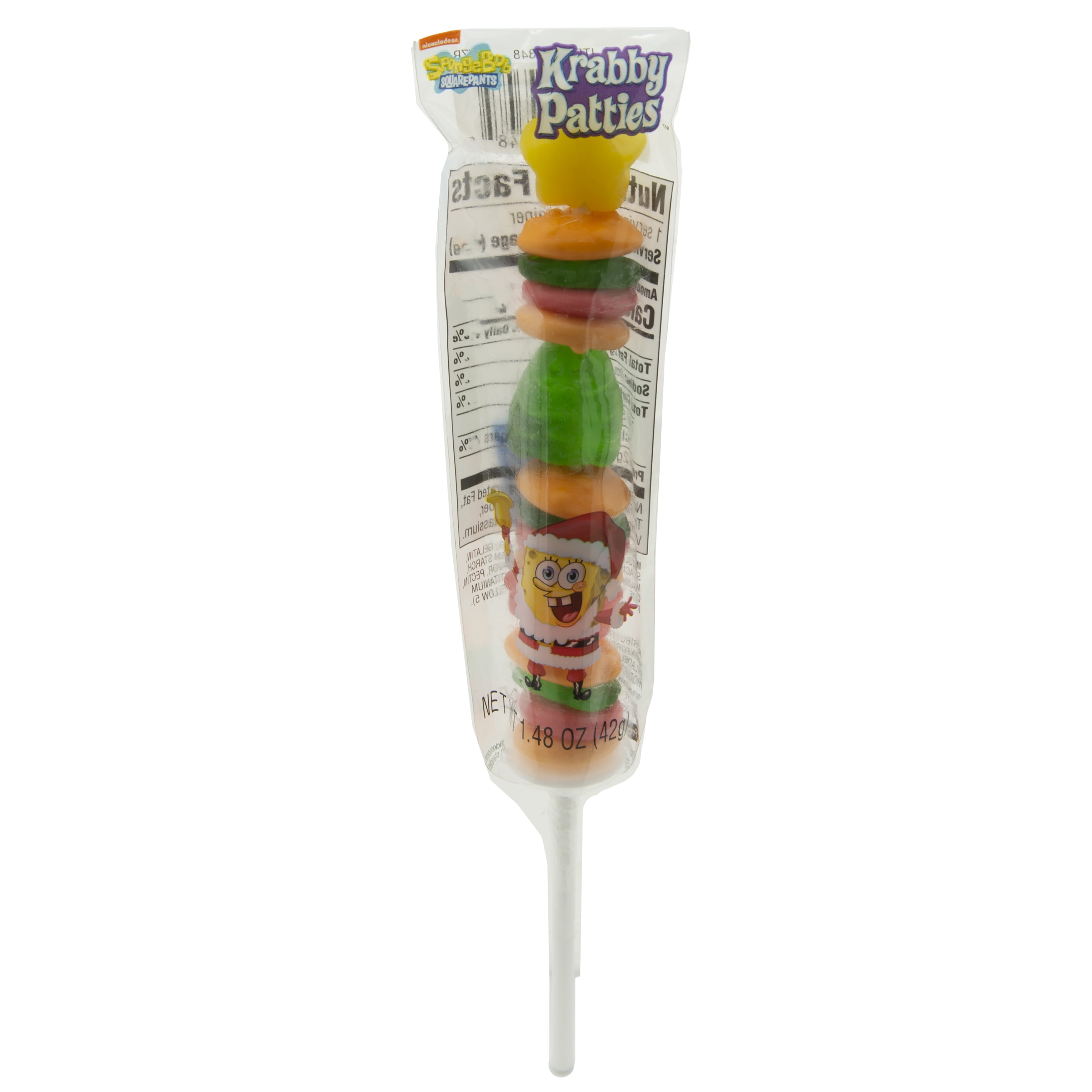 Frankford, SpongeBob SquarePants Krabby Patties Original Flavor Gummy Candy Kabob, Christmas, 1.5oz
