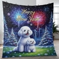 thumbnail image 4 of Happy New Year Bichon Frise Family Cheer Winter Midnight Firework Quilt Blanket Bichons Dog Lovers Gifts Idea Cozy Comforter Throw Blanket - 02025, 4 of 5