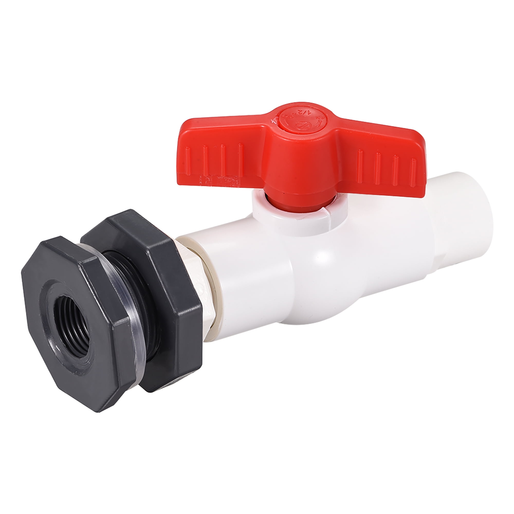 PVC Ball Valve Connector Spigot Kit G1/2 with Bulkhead Fitting Adapter Grey White Red for Water
