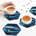 thumbnail image 7 of Fuzoiu Vintage Colorful Patterned Dolphin Print Leather Coasters Set,Drink Coasters Set of 6,for Tabletop Protection, Durable PVC Coasters,Home Décor and Housewarming Gift,Hexagon, 7 of 7