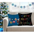thumbnail image 3 of Blue Christmas Pillow Covers 20x20 Set of 4 Farmhouse Christmas Decorations Merry Christmas FA La La Winter Holiday Decor Throw Cushion Case for Home Couch S23C05-20, 3 of 6